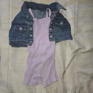 SHEIN Denim Jacket and Lilac Romper Set